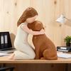 Girl Embracing Dog Sculpture Resin Miniature Statue Loss of Pet Sympathy Gift for Living Room Bedroom Display Ornament