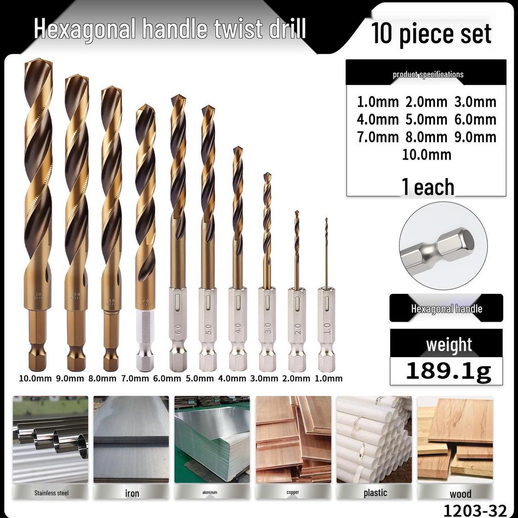 High Hardness Alloy Cobalt Hex Shank Twist Drill Set for Stainless Steel