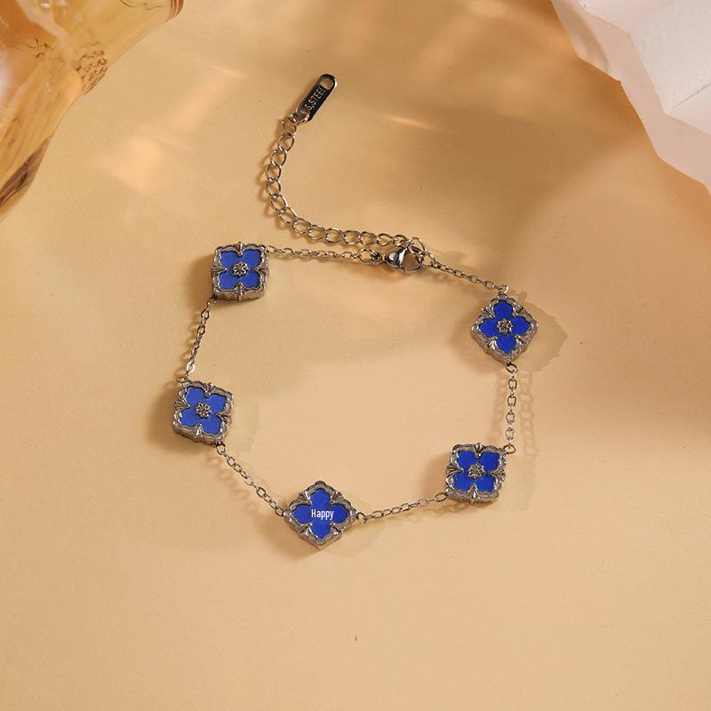 Buccellati Four-Leaf Clover Diamond-Shaped Double-Sided Mother-of-Pearl Stainless Steel Luxury Bracelet