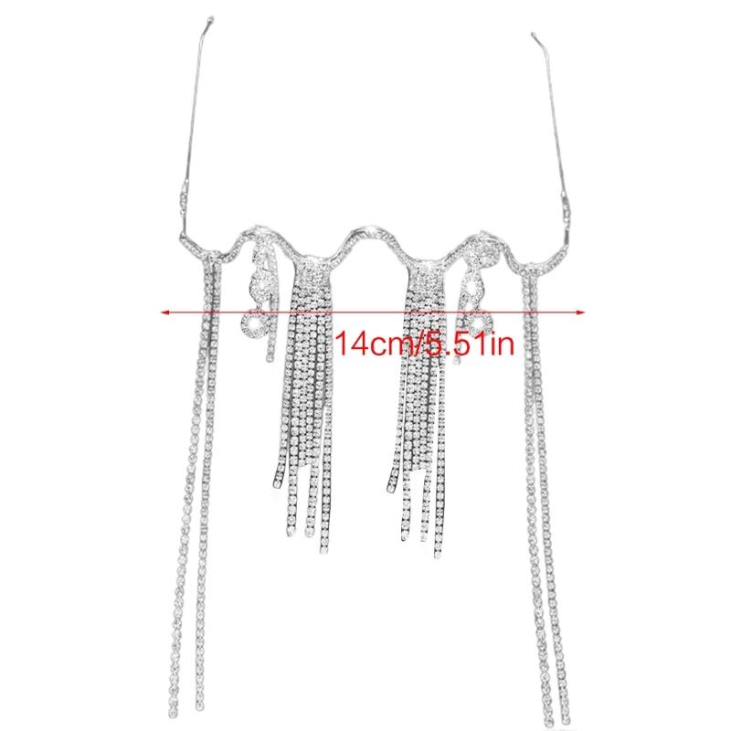 Fringed Rhinestones Eyeglass Frame Aesthetic Face Chain Face Decorative Jewelry No Lens Half Frame Eyewear Women Favor