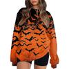 Women's Fashion Casual Long Sleeve Halloween Printed Neck Sweatshirt Top