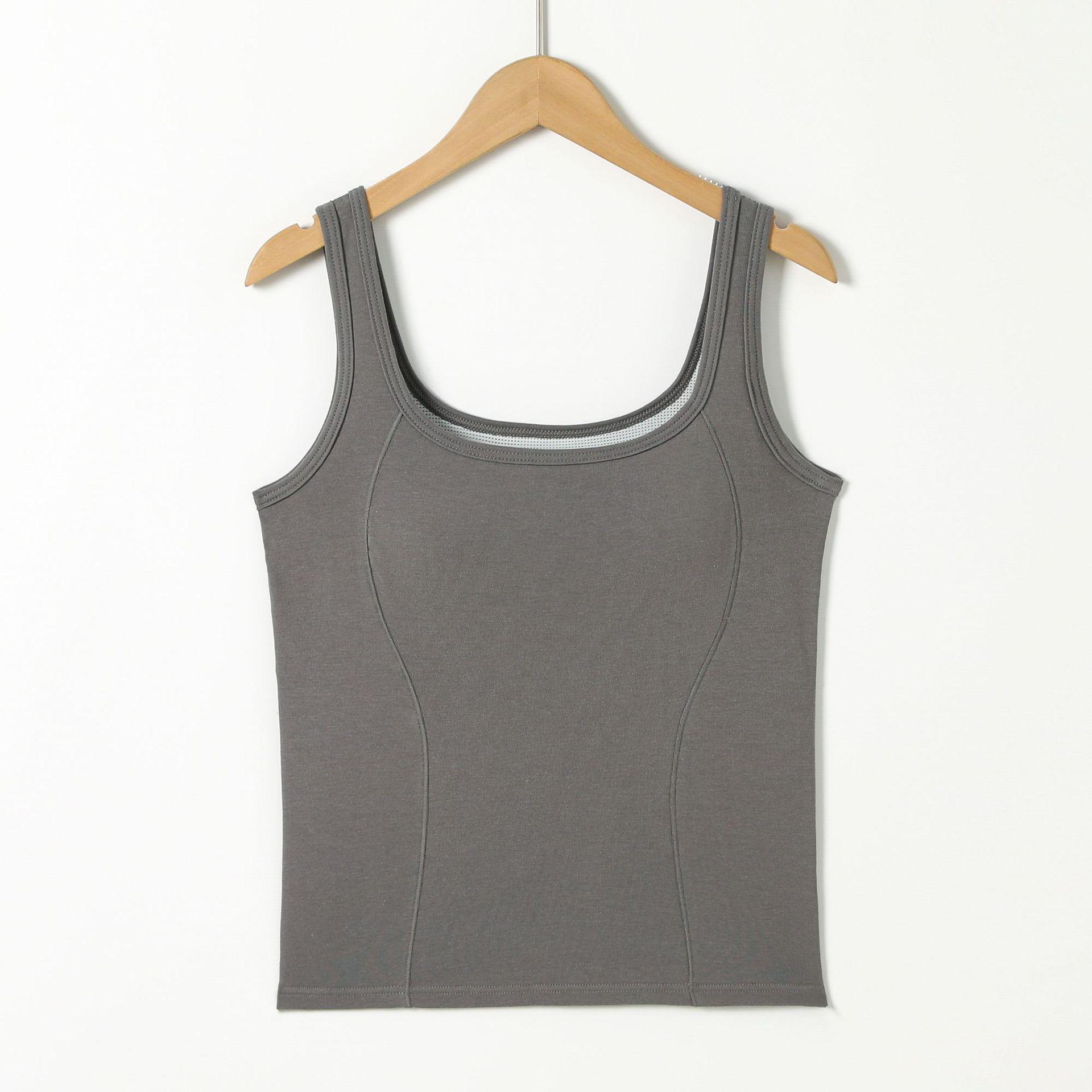 Summer 2026 Women s Backless Vest with Built-in Bra Pads L серый