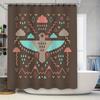 Boho Bird Shower Curtain Nature Patterned Bathroom Decor Hippie Teal Feather Art Washroom Backdrop Unique Design Modern Style