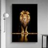 Affiches et imprimés d'art sur toile Lion dans le noir, images murales décoratives d'animaux, peinture sur toile de Lion africain, décor mural de maison