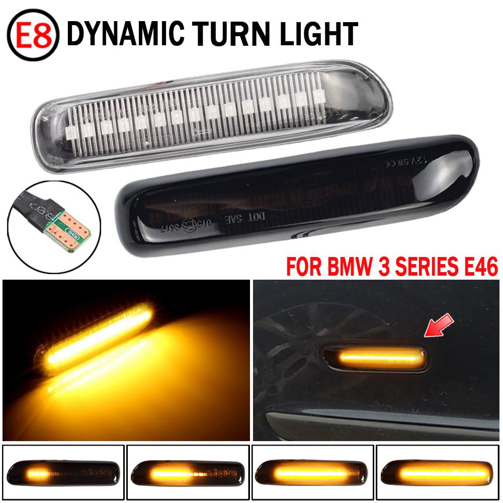 Dynamic Flashing For BMW E46 3 Series Limo Coupe Compact Cabriolet Touring LED Side Marker Sequential Blinker Turn Signal Light