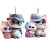 2D Flat Cat Car Rear View Mirror Charm Acrylic Cartoon Cat