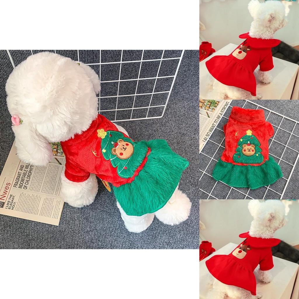 Cozy Polyester Red Christmas Dog Outfit With Merry Reindeer Sweater For Pets