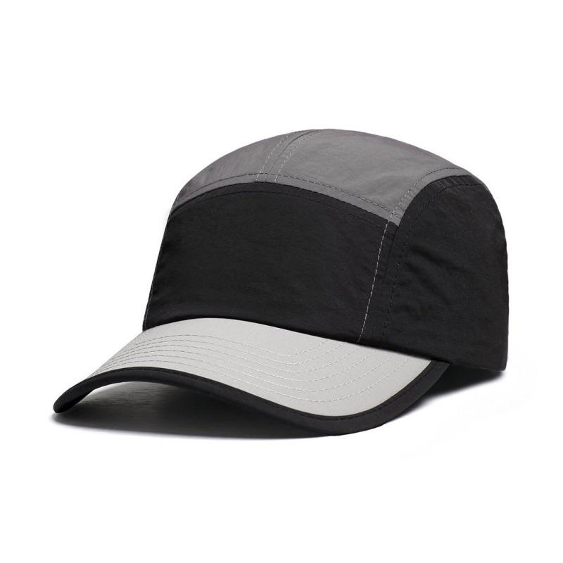 Japanese Retro Quick-Dry Color-Block 5-Panel Baseball Cap with Sun Protection for Outdoor and Mountaineering