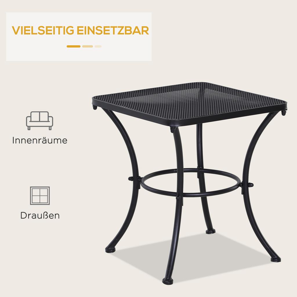 Náměstí zahradní stůl 45 cm. Venkovní kovový bistro stolek s pletenou deskou. Černá