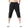 Men's Quick-Dry Ice Silk Elastic Shorts - Breathable, Loose-Fit, Solid Color, Large Size, Casual Three-Quarter Length for Seniors