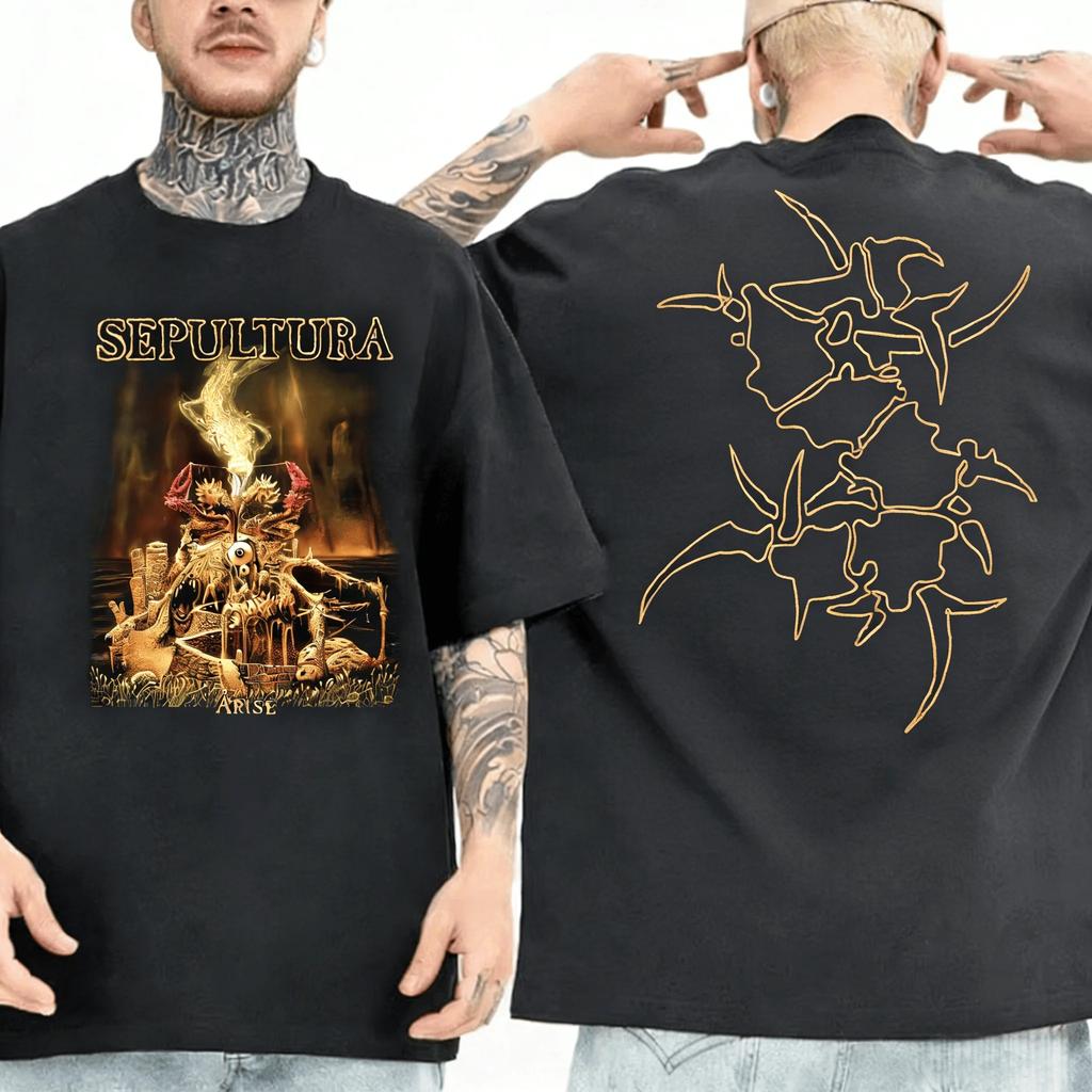 2026 Summer Sepultura T-shirt 1991 Flogging Metal Death Metal Slot Metal T-shirt Top Unisex Round-neck Short-sleeved T-shirt Tops Tees