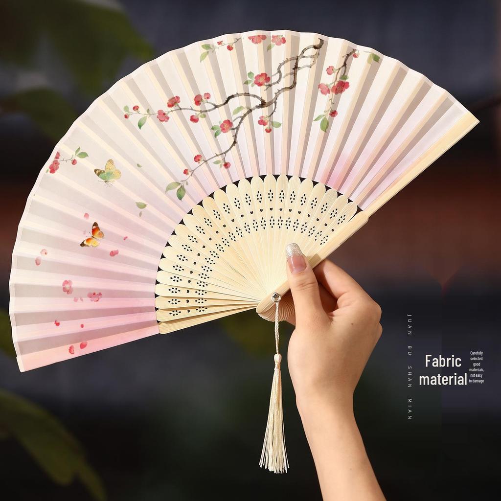 Chinesischer Faltfächer im antiken Stil für Hanfu, Qipao, Tanz - Tragbarer Sommerfächer für Frauen, Kinder, Studenten