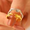Creative Two Hands Shape Open Adjustable Ring Minimalist Unique Statement Finger Ornament for Women Daily Fashion Matching Jewelry