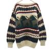 HEATHER & TWEED 90s Old Reindeer Pattern Long Sleeve Sweater M Ivory Knit Men's Used