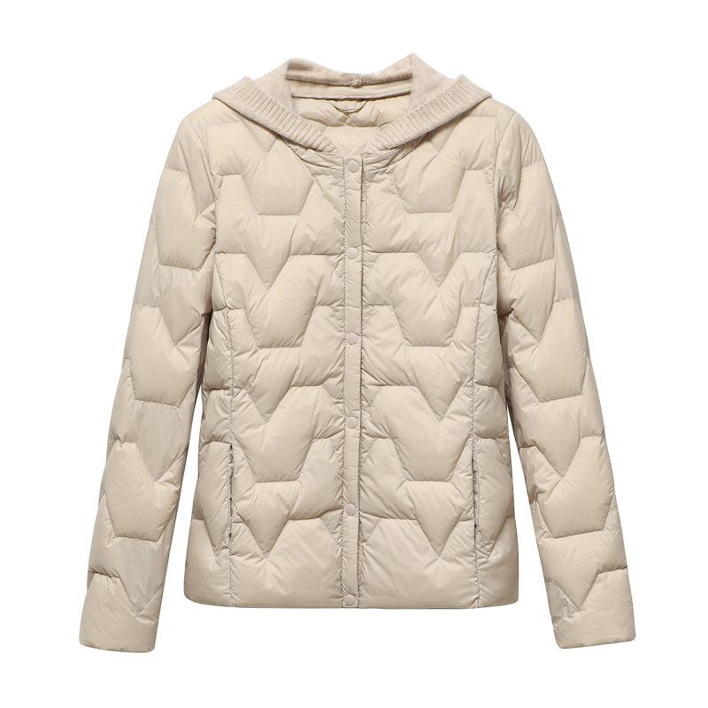 Korean Down Jacket Women's Short Knitted Hooded Breasted Light and Thin 2024 New Autumn and Winter Light Jacket