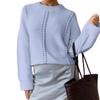 Women's Fashionable Casual Loose Lazy Style Hollow Pullover Long Sleeve Round Neck Sweater