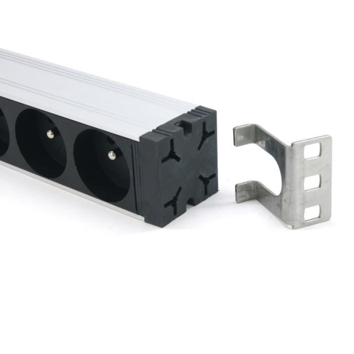 WAYTEX 37320 Bandeau Alu 9 Prises 19'' Cordon 1.80m Avec Fiche C14 Fixations Orientables