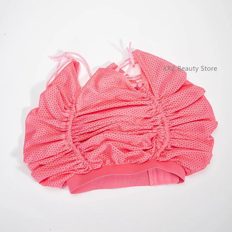 1PC White Reusable Net Plopping Bonnet Mesh Hat Net Plopping Bonnet Adjustable Hair Drying Hoods Hair Net Snoods Dry Hair Hat
