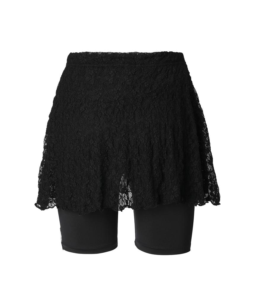 Mileko Lace Layer Wrap Skort Black