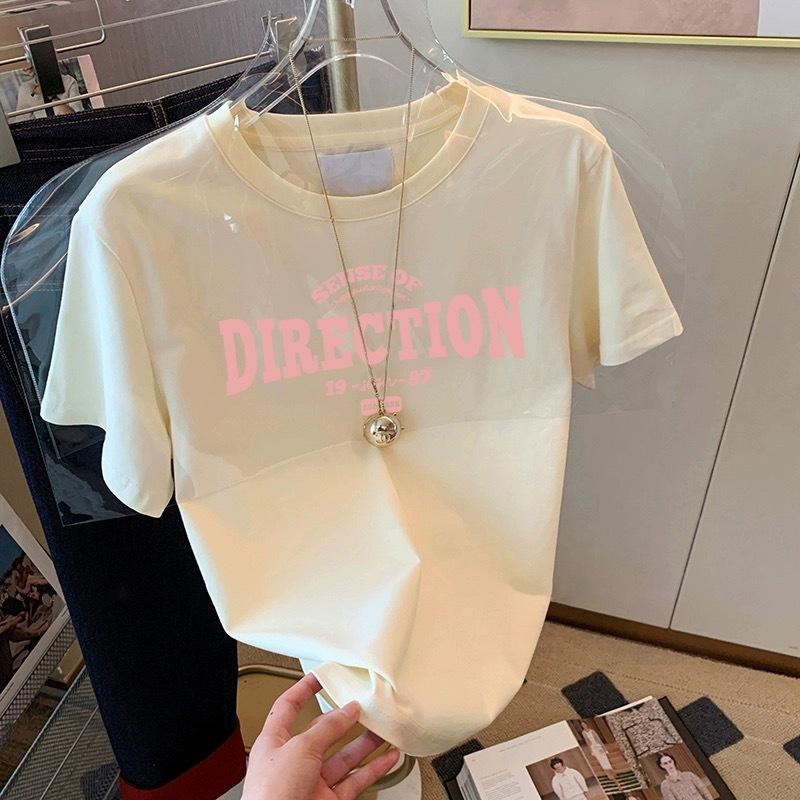 

Dark gray cotton shoulder short-sleeved T-shirt women s 2025 summer new European loose small top ins XXXL