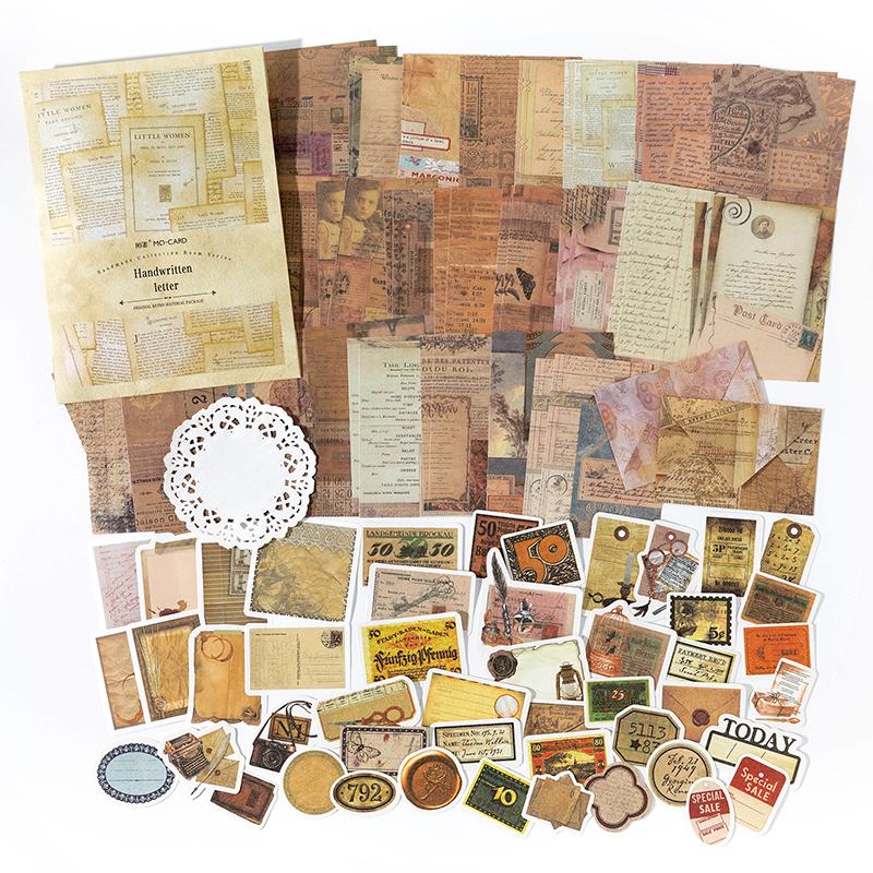 100pcs Vintage Scrapbooking Stickers Material Paper Combo Kit DIY Collage Junk Journal Decor Diary Materials Aesthetics Stickers