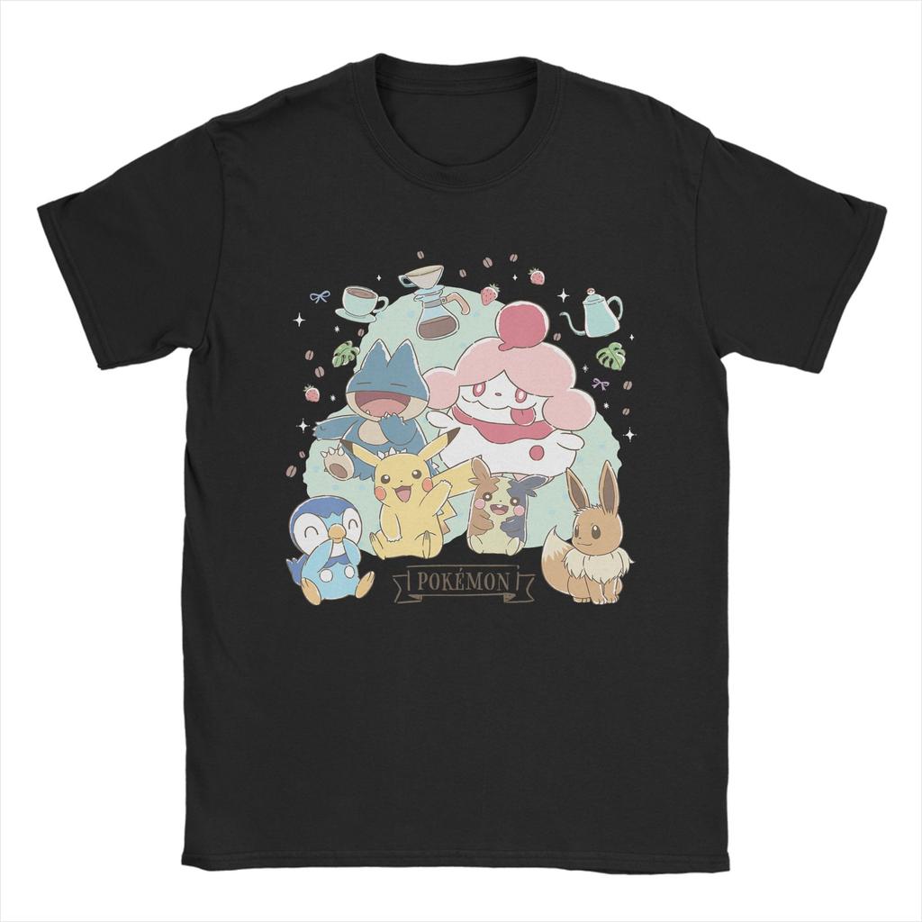 Pokemon Pikachu And Eeevee Wagara Pattern TShirt Summer  Harajuku T Shirts Male Cotton O Neck Plus Size 5XL Tees Short Sleeve