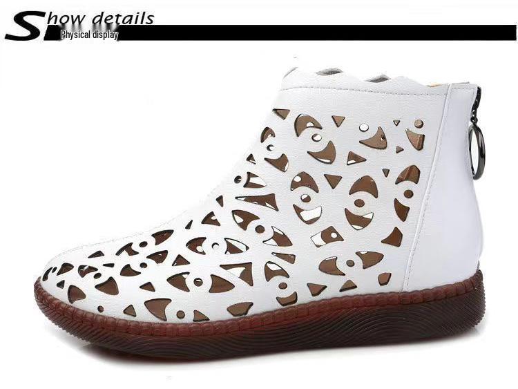 Dámské retro boty s kulatou špičkou, s výřezy a zipem, jaro/léto 2024