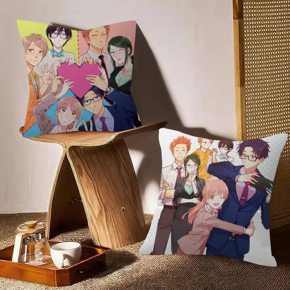 Romantic Anime W-Wotakoi  Pillow Cover Design cushion Cover decor Holiday Decorati