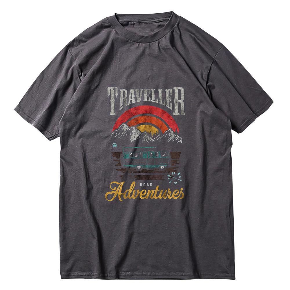 Coolmind YA007 100% Cotton Big Size Cool Traveller Print Men T Shirt Exclusive Graphic Loose Men Tshirt Cotton Tee Shirts Man