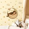 Fairy Tale Princess Crescent Moon Sleep Wall Sticker for Girls Nursery Kids Room with Stars Clouds