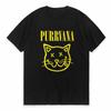 Purrvana Cat Head Print TShirt Summer Fashion Round Neck Tees For Men Women Oneck Outdoor Casual Short Sleeved Tops Tshirt