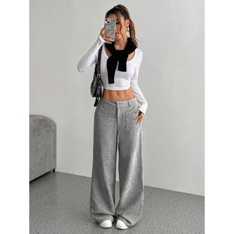 BITCED Women's Fashion Casual Solid Color Print Pants & Capris