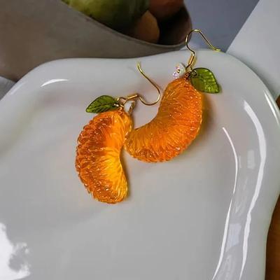Fashion Cute Imitation Orange Earrings Creative Funny Fruit Studs Earring For Girls Summer All-match Ear Jewelry Gift
