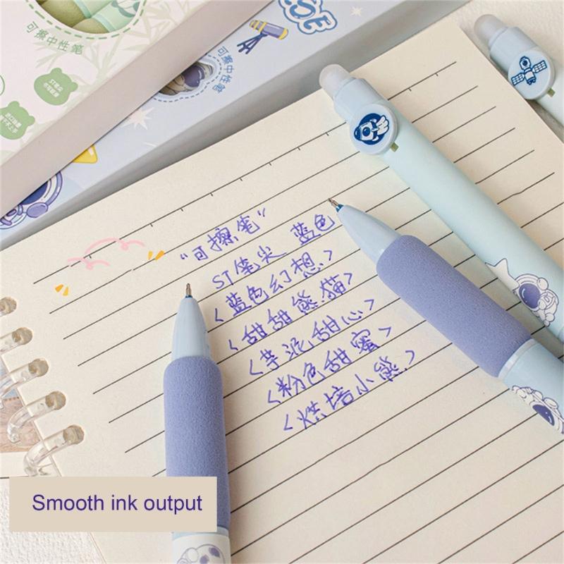 4Pcs Erasable Gel Pen Cartoon Gel Pen 0.5mm Tip Smooth To Write Quick Dry Retractable Gel Pen for Writing Journaling