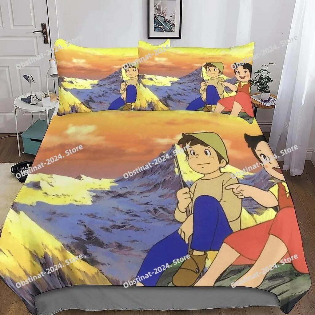 Heidi Das Mädchen aus den Alpen Bettwäscheset Bedrucktes Bettwäscheset mit Kissenbezug Bettbezug Weich Einzel Doppel Queen Super King Größe