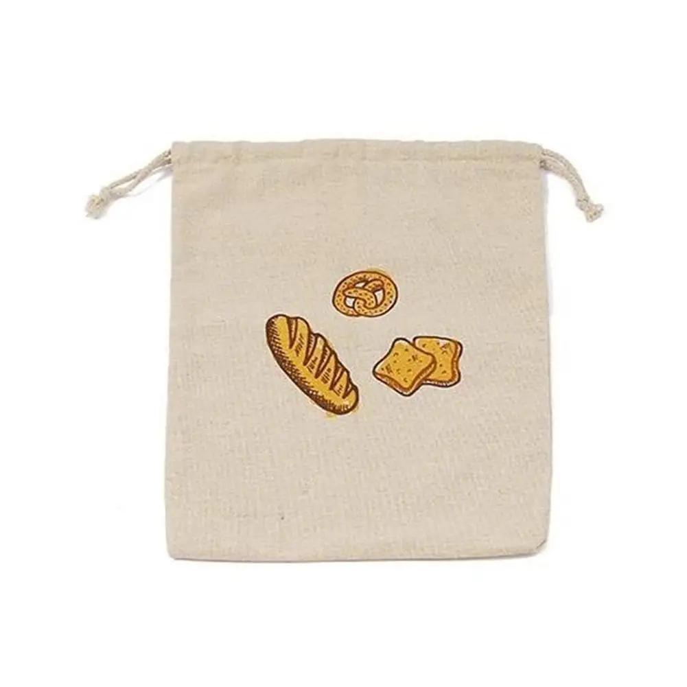 Reusable Drawstring Linen Bread Bags Large Washable Storage Food Accessories Home Unbleached Kitchen Organizer