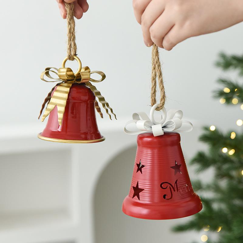 NUCHI Wrought Iron Christmas Bell Ornament for Tree & Window Display