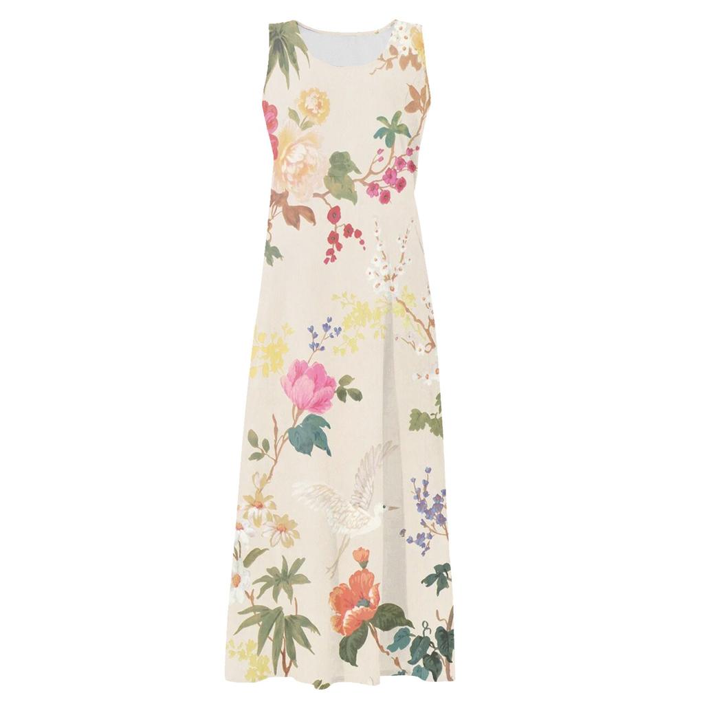 Women's Casual Comfortable Gradient Print Sleeveless Cotton Pocket Dress