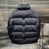 Winter Thick Padded Jacket Men Fashion Streetwear Stand Collar Zip Up Coat Black