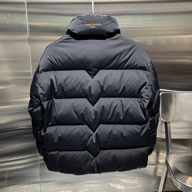 Winter Thick Padded Jacket Men Fashion Streetwear Stand Collar Zip Up Coat Black