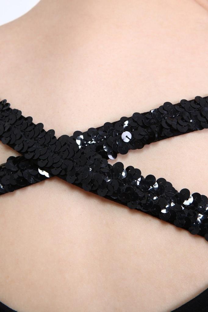 Rochie de damă de mărime mare, cu dungi și paiete încrucișate, din bumbac pieptănat pe spate