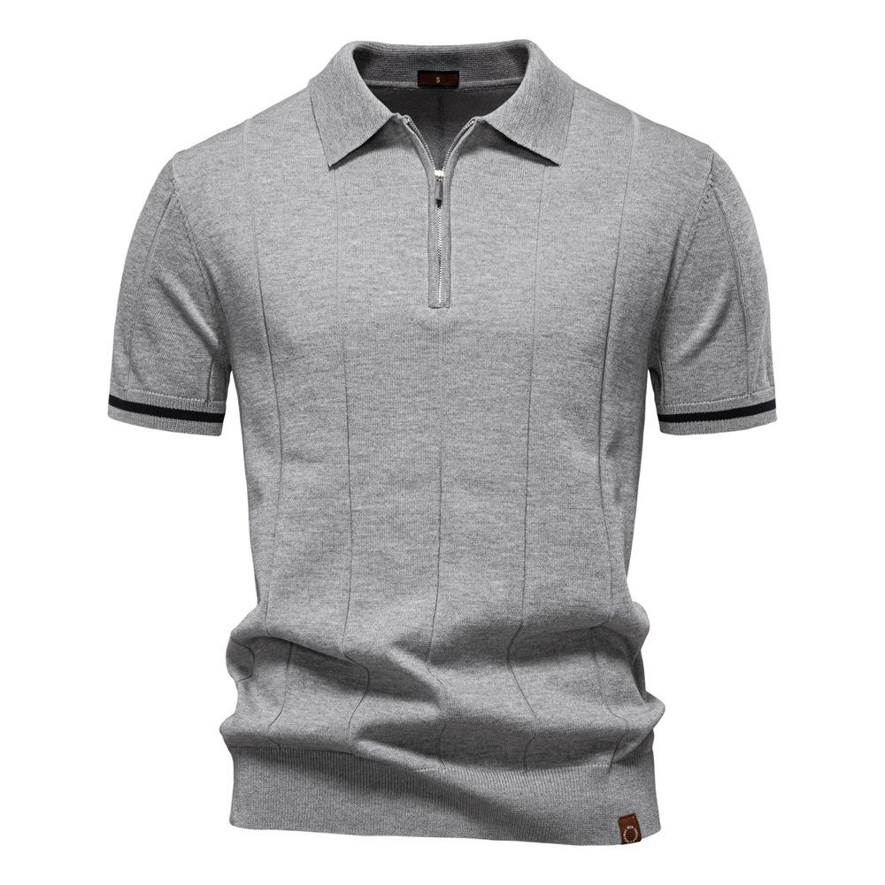

Spring And Summer New Men S Business Casual Woolen Polo Shirt Lapel Knitted Polo Shirt Short-Sleeved Men S T XXL світло-сірого кольору