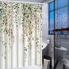1 Watercolor Floral Shower Curtain - Cascading Green, Brown, Tan Leaves and Small Flowers On a Cream Background with Hook