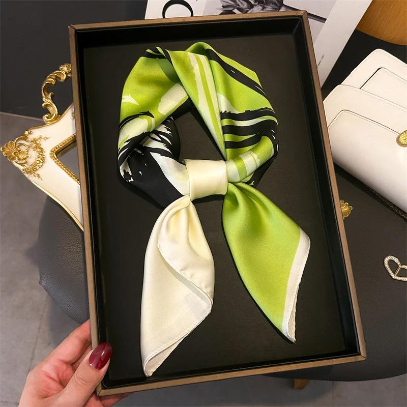 Fashion Paisley Print Luxury Brand Silk 70cm Square Scarf Women Satin Shawls Neckerchief Wrap Scarves Bandana Hair Hjiab Floral