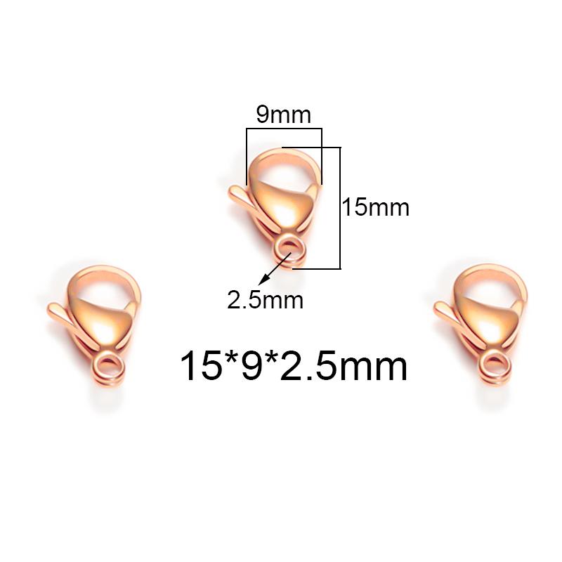 Semitree 25Pcs Stainless Steel Gold Black Lobster Clasps Jewelry Findings DIY Necklace Bracelet Making Accessories 9/10/12/15MM