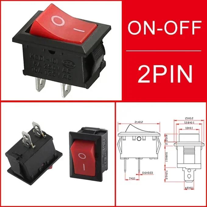 10 PCS KCD1 3Pin Boat Car Rocker Switch 10A 125V AC Red Yellow Green Button for Power - On In Boat and Car Electrical Systems Pushbutton Switches 3