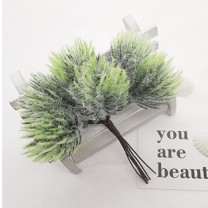 3Pcs Simulation Flower DIY Headdress Accessories Succulent Flocking Iron Leaves Pine Branches for Outdoor Patio Garden Wedding
