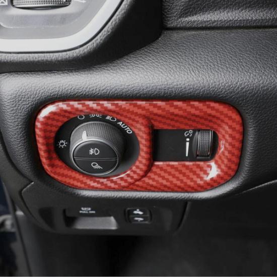 For 19-24 Dodge Ram 3500/2500/1500 Red Carbon Headlight Switch Cover Frame Trim