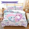 Pink Gradient Cartoon Pattern Bedding,Quilt Set Quilt Cover Pillowcase Home Birthday Gift (1 * Duvet Cover + 2 * Pillowcase, Without Core)