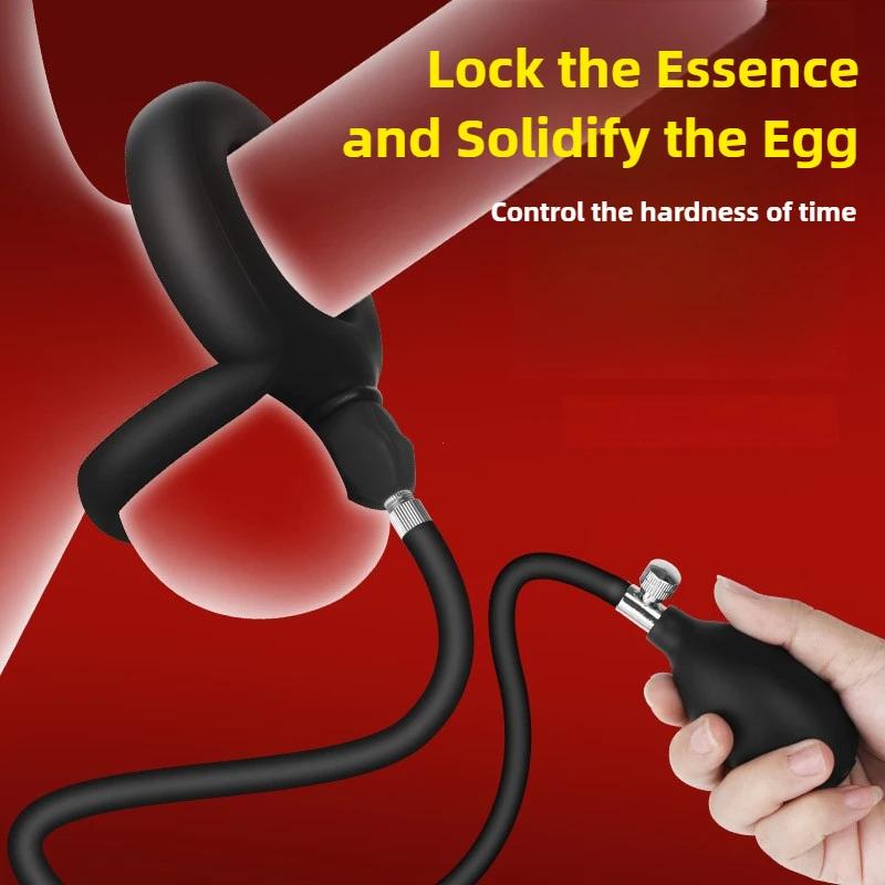 Anello per Pene Gonfiabile Ritardo Eiaculazione Anello per Pene Miglioramento Erezione Silicone Liquido Allenamento al Flirt Masturbatore Maschile Giocattoli Sessuali